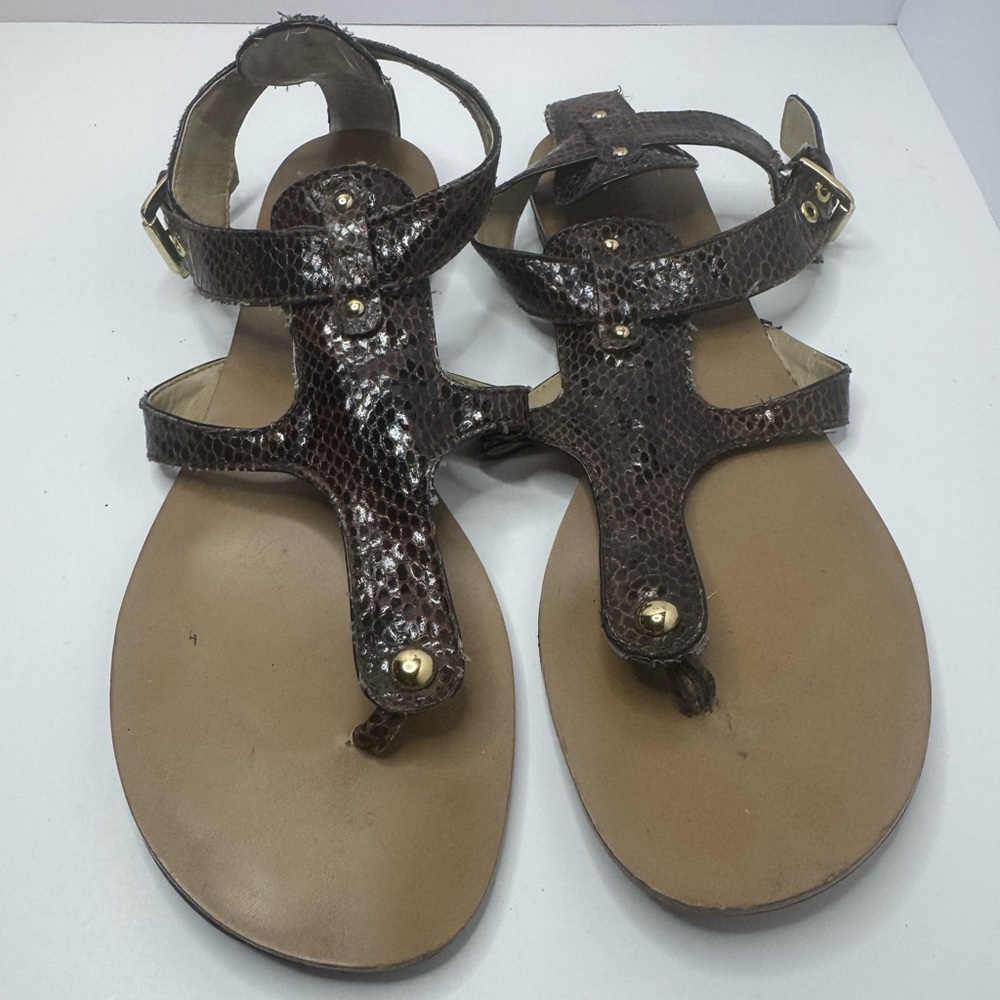 Franco Sarto Toro Faux Snakeskin Brown Strappy Sandals Size 9M